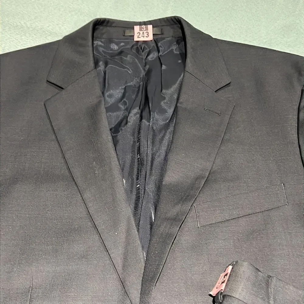 KENNETH COLE 2‎ Piece Suit Mens Jacket 42L Pants 36Wx31L Wool Solid Charcoal